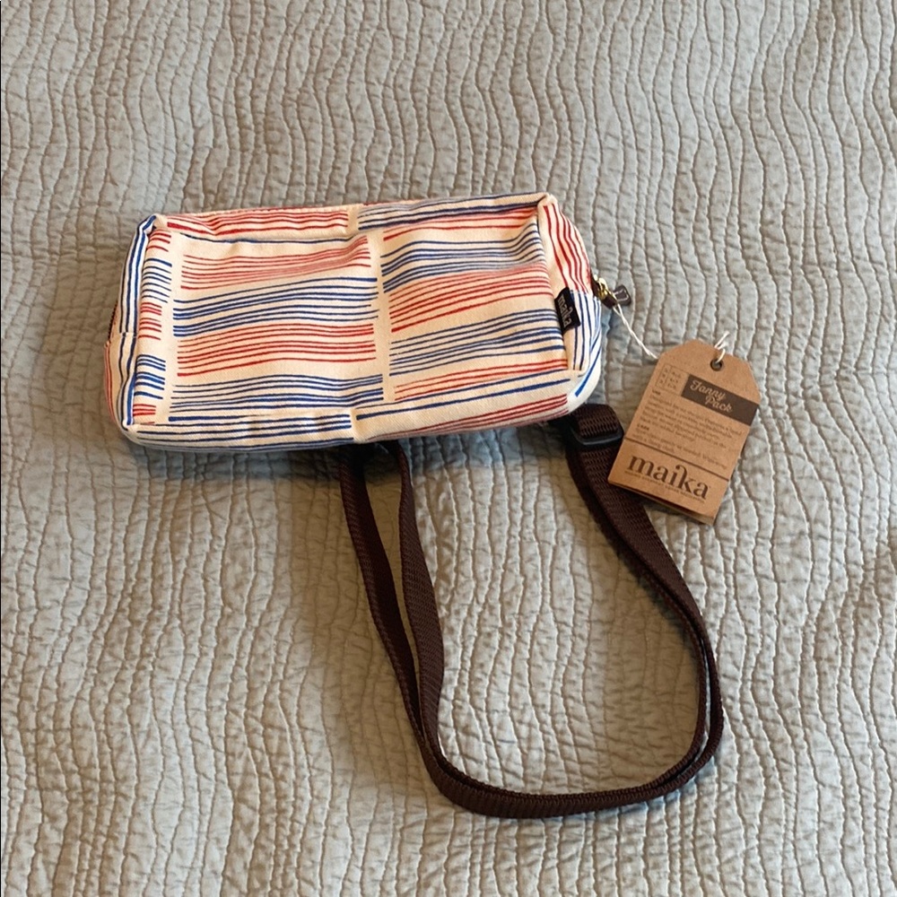 Maika Striped Handbag with Brown Straps
